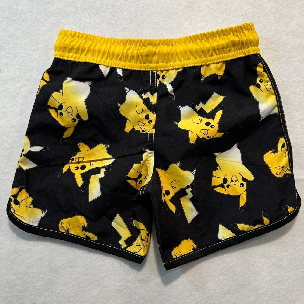 Kids‎ Boys Pokemon Pikachu Swim Trunks Shorts Black Yellow Size XS - Picture 2 of 6